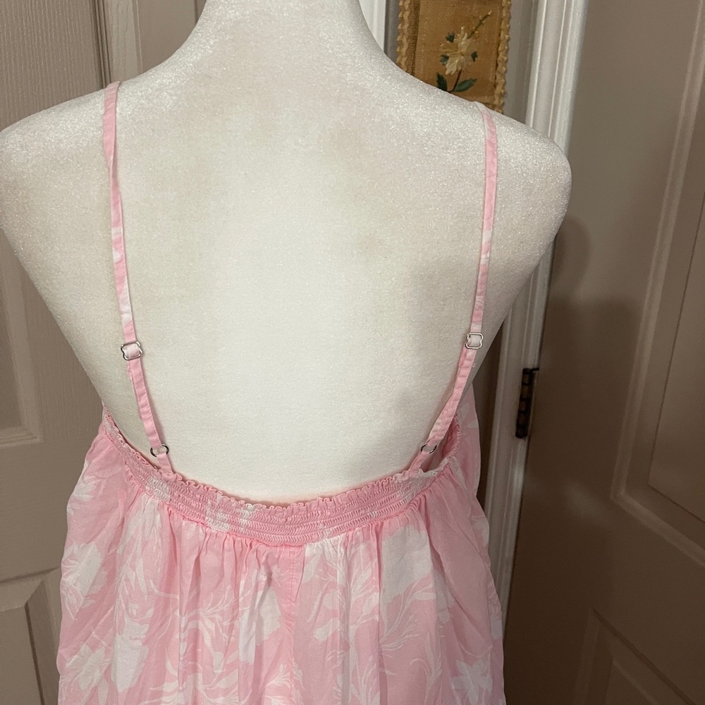 Joyspun soft pink white floral spaghetti strap midi nightgown. Sz M. - Picture 4 of 8